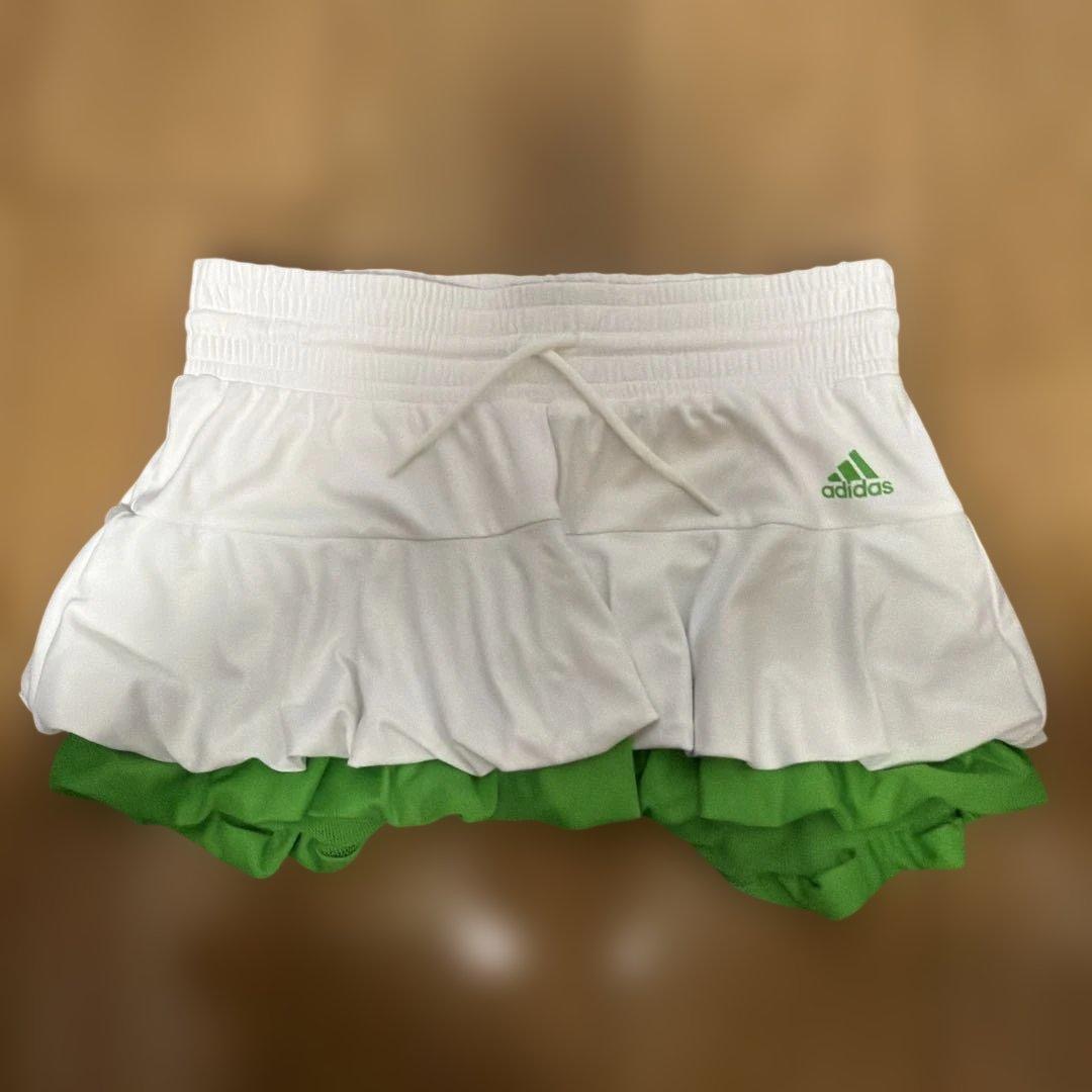 adidas テニスウェア 上下セット ホワイト グリーン レディースM (7/9)