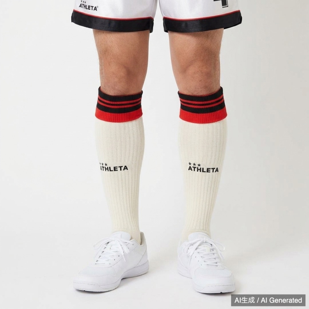 ATHLETA サッカーユニフォーム 上下セット 赤白 4 ソックス付 (1/9)