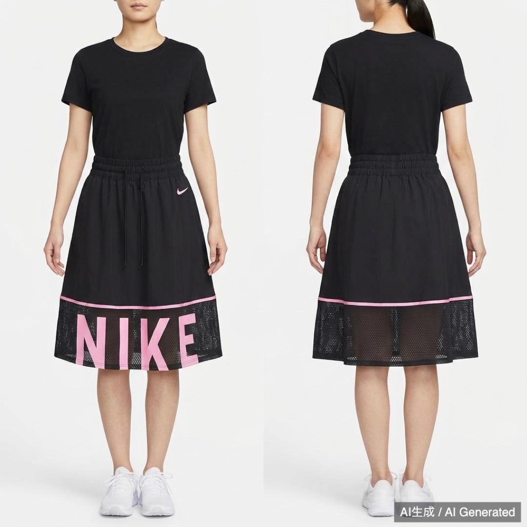 NIKE フレアスカート ブラック ピンク XL (1/5)