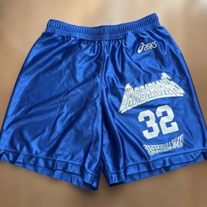 asics バスケットボールパンツ L 青 BARBARIANS 32 光沢