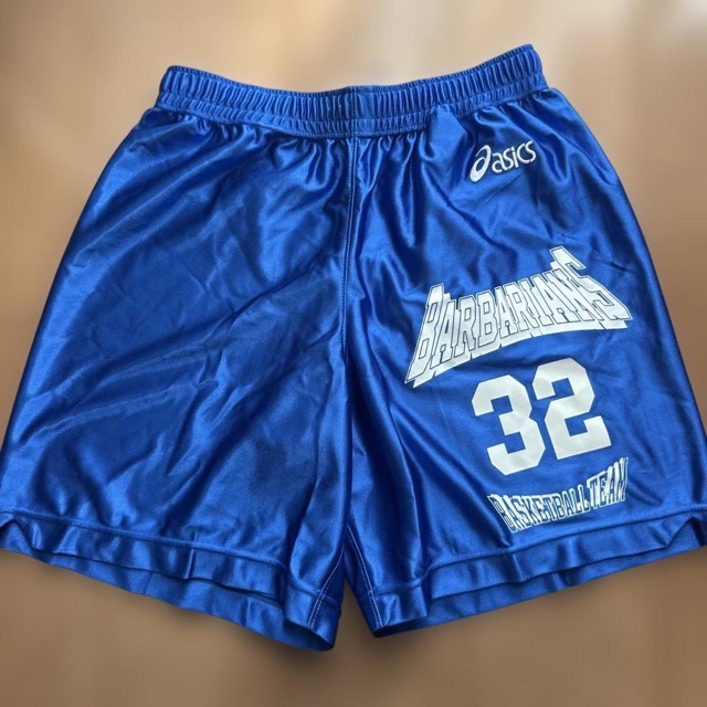 asics バスケットボールパンツ L 青 BARBARIANS 32 光沢 (1/3)