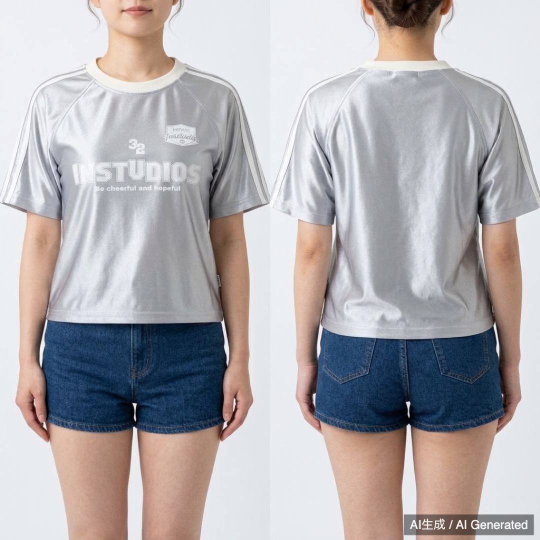 INS STUDIOS シルバー レディース 半袖Tシャツ Sサイズ チビT (1/5)