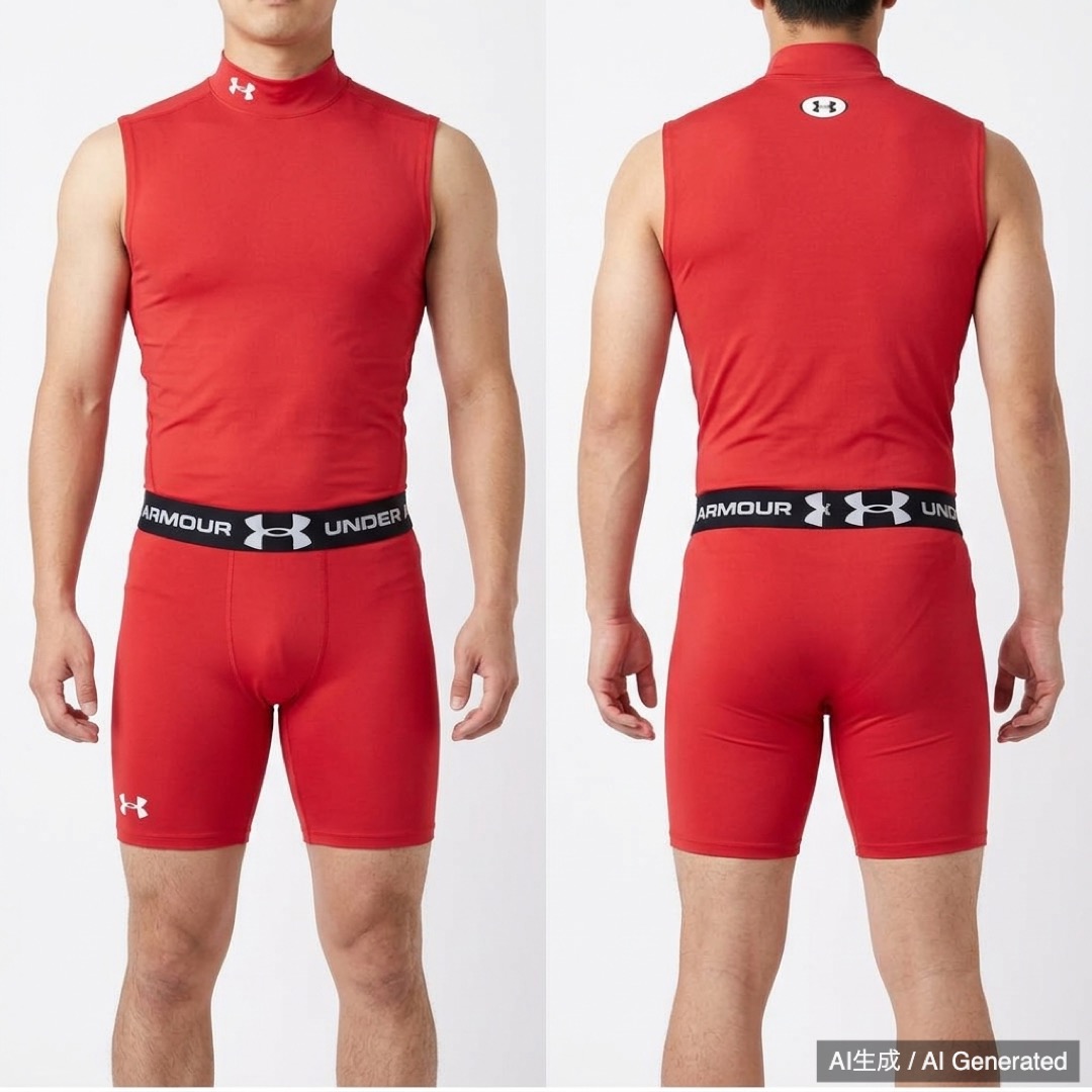 UNDER ARMOUR 赤 アンダーシャツ パンツ セットアップ (1/6)