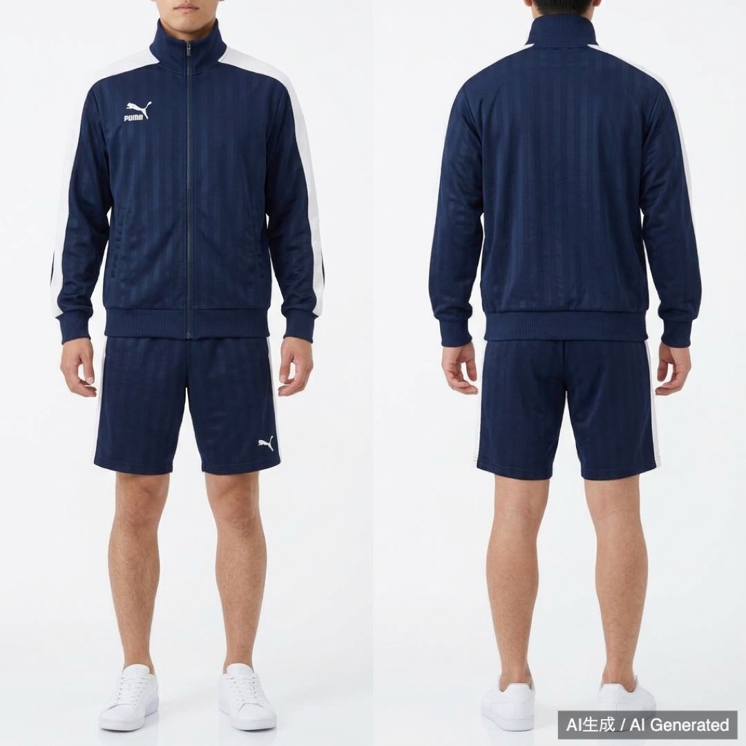 PUMA サッカー ジャージ 上下セット ネイビー ホワイト (1/8)