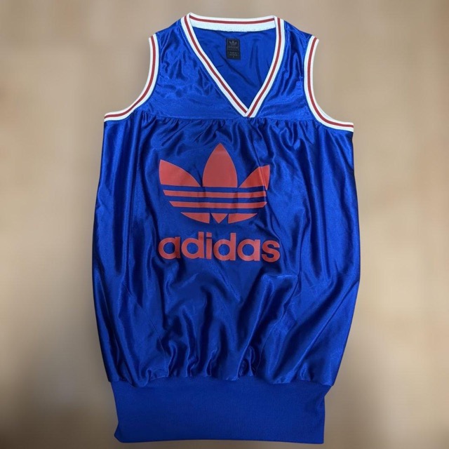 adidas ノースリーブ トレフォイルロゴ ブルー Sサイズ (1/5)