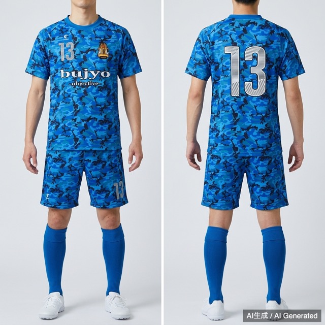 Tripletta サッカーユニフォーム 上下セット ブルー 迷彩 13番