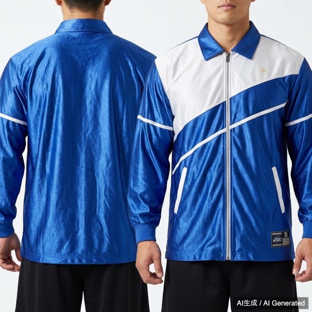 asics バスケットボール ウォームアップジャージ 青/白 光沢
