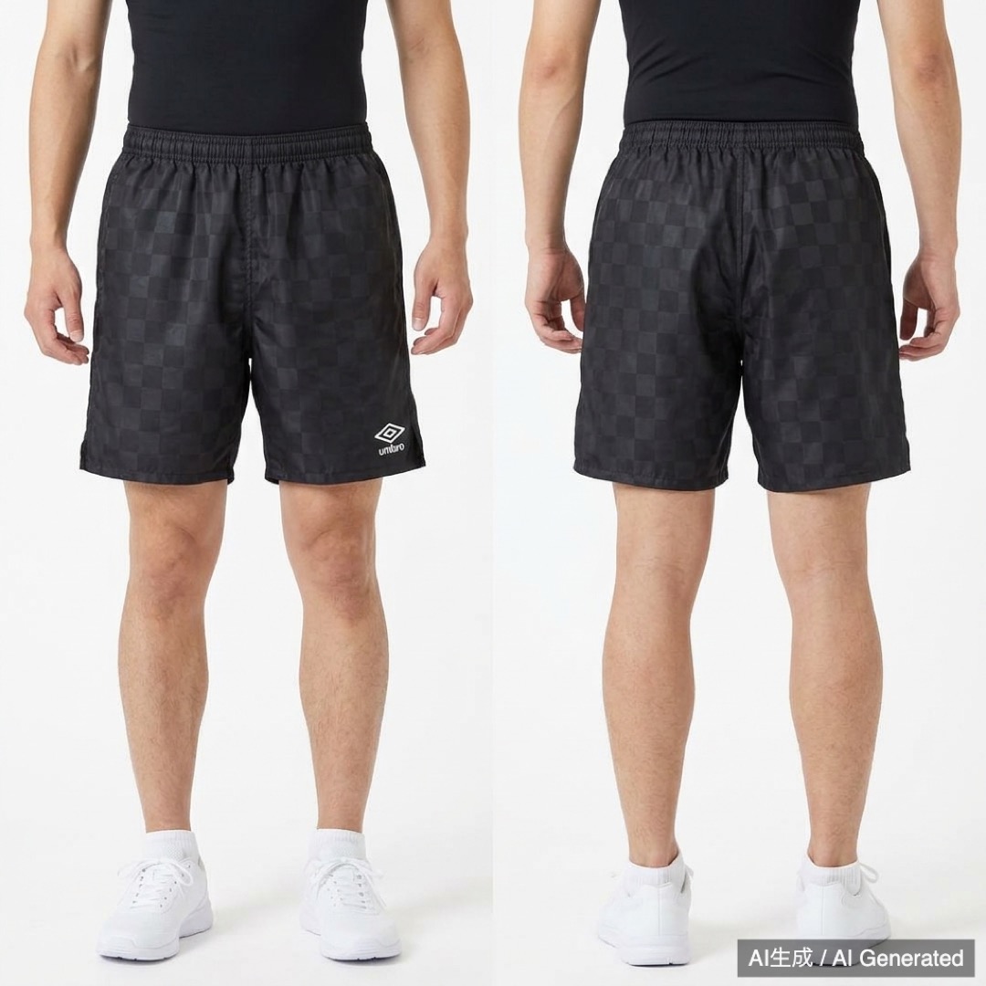 レトロ・レア umbro チェック柄 サテン ブラック サッカーパンツ (1/5)