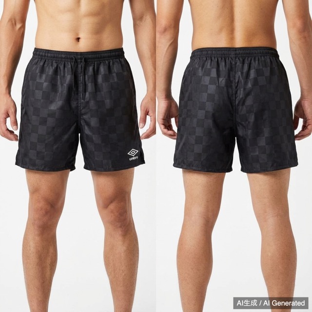 レトロ・レア umbro チェック柄 サテン ブラック サッカーパンツ