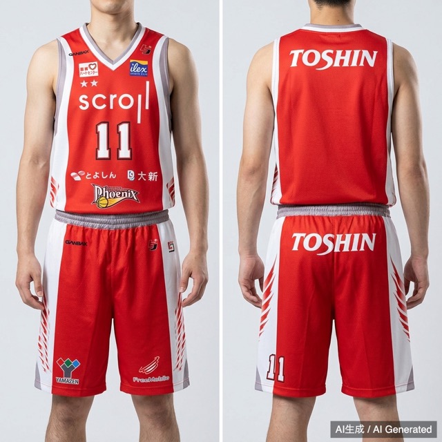 浜松東三河フェニックス バスケットボールユニフォーム #11 岡田慎吾選手