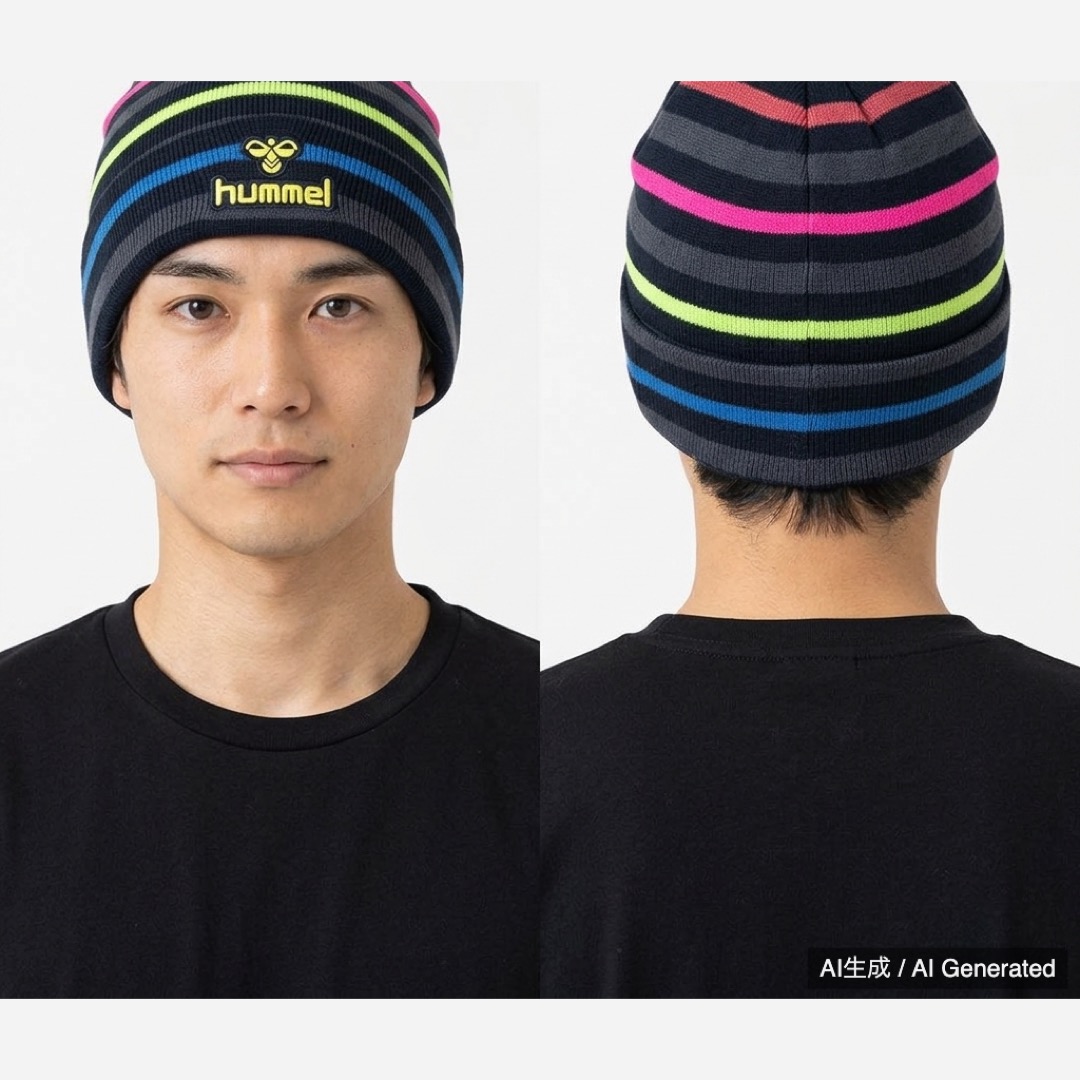 hummel ニット帽 ビーニー マルチカラー ボーダー (1/5)