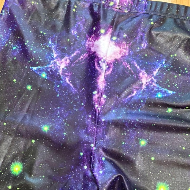 宇宙柄 スキニーレギンス 紫・黒 レディース M (3/4)