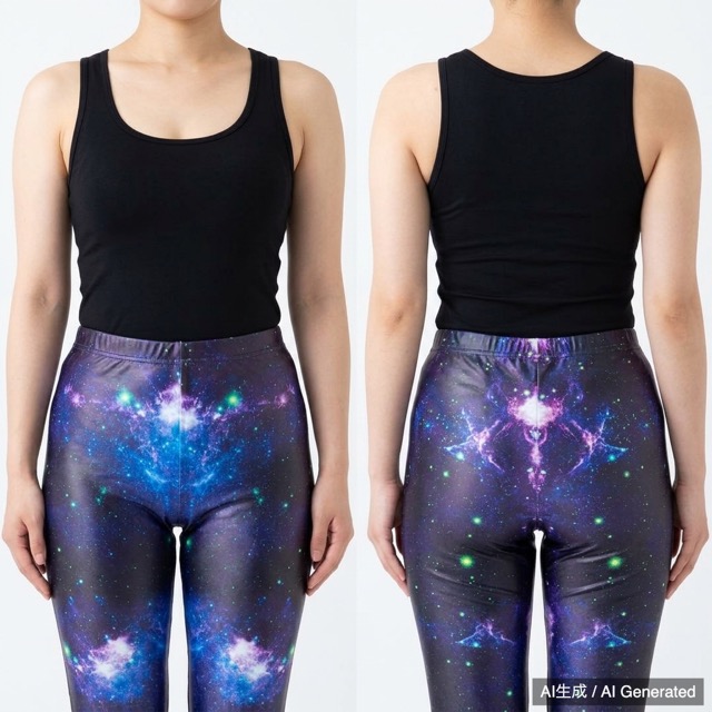 宇宙柄 スキニーレギンス 紫・黒 レディース M