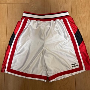 Mizuno バスケットボールパンツ バスパンSホワイト/レッド/ブラック 光沢