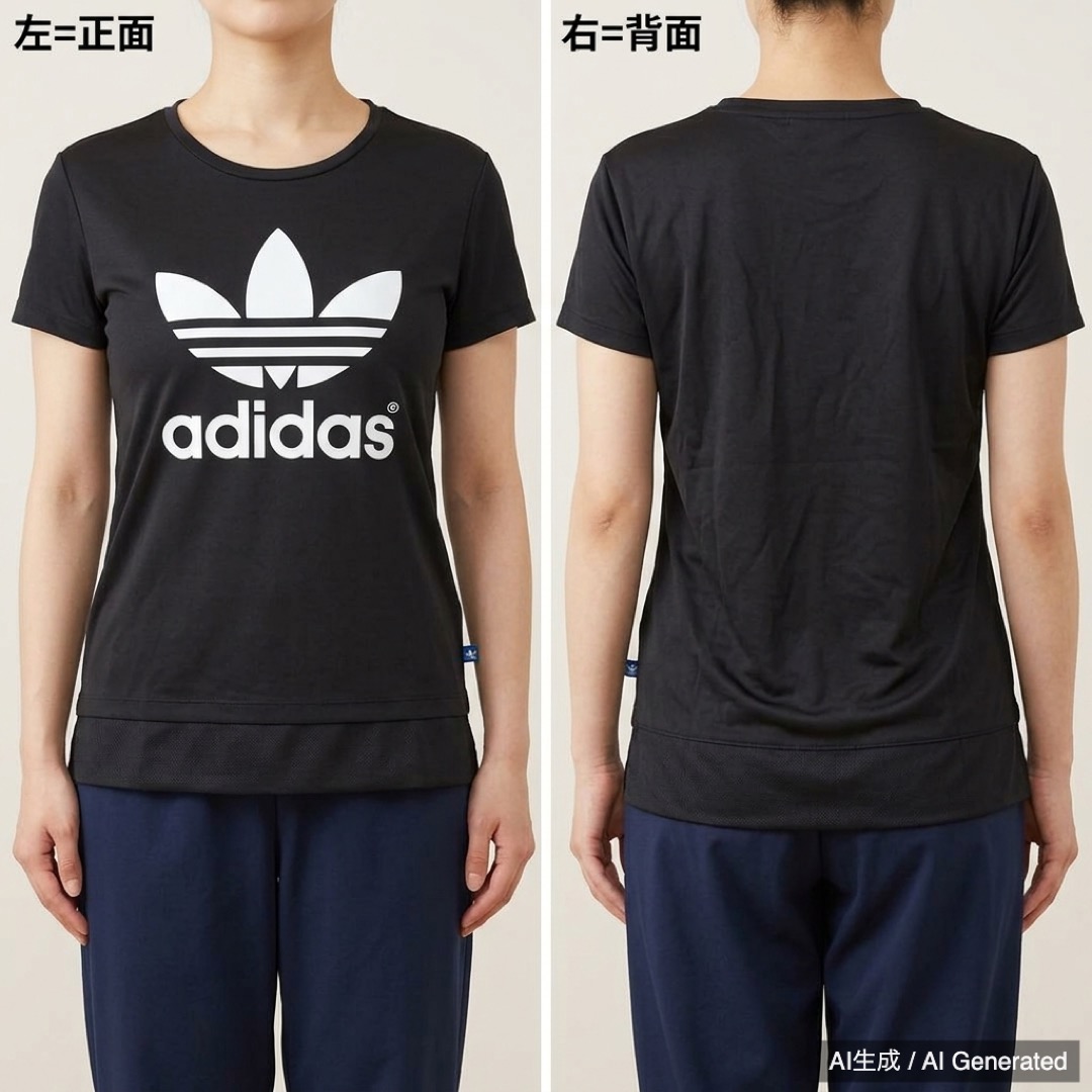 adidas 半袖Tシャツ 黒 レディースM (1/6)