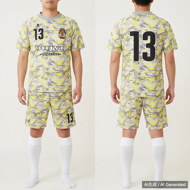 Tripletta サッカーユニフォーム 上下セット イエロー迷彩 13番
