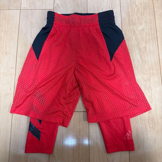 adidas バスケットボールパンツ スパッツ付き S レッド (1/3)