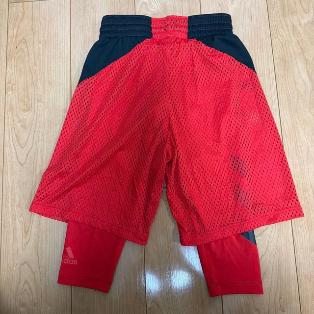 adidas バスケットボールパンツ スパッツ付き S レッド (2/3)