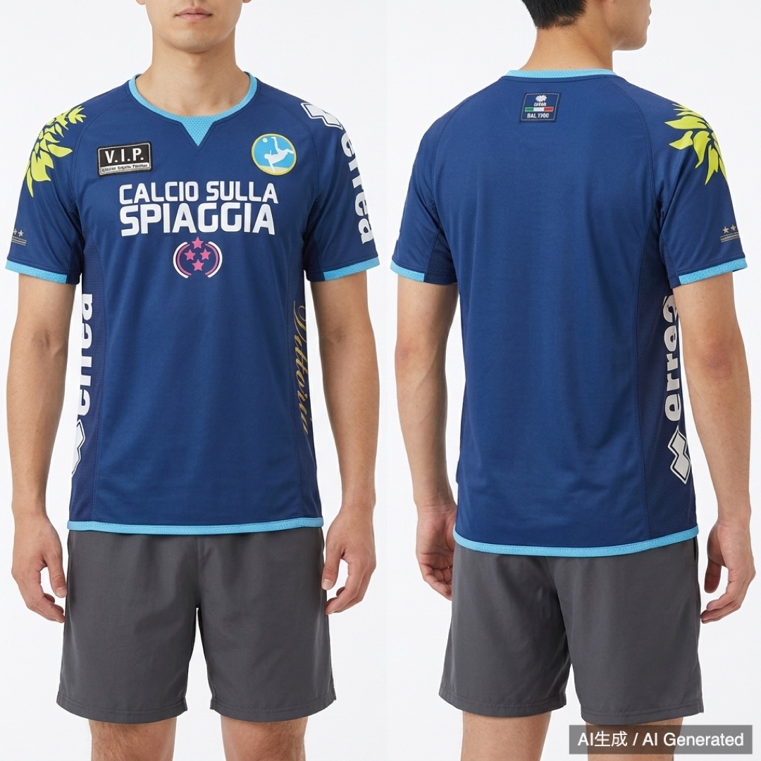 errea サッカー CALCIO SULLA SPIAGGIA シャツ ネイビ (1/7)