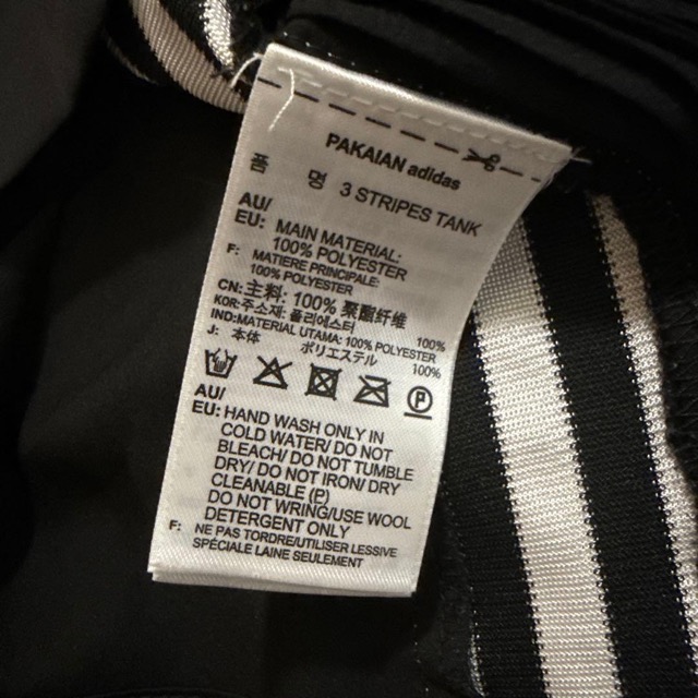 adidas 3 STRIPES TANK ブラックノースリーブ (3/3)