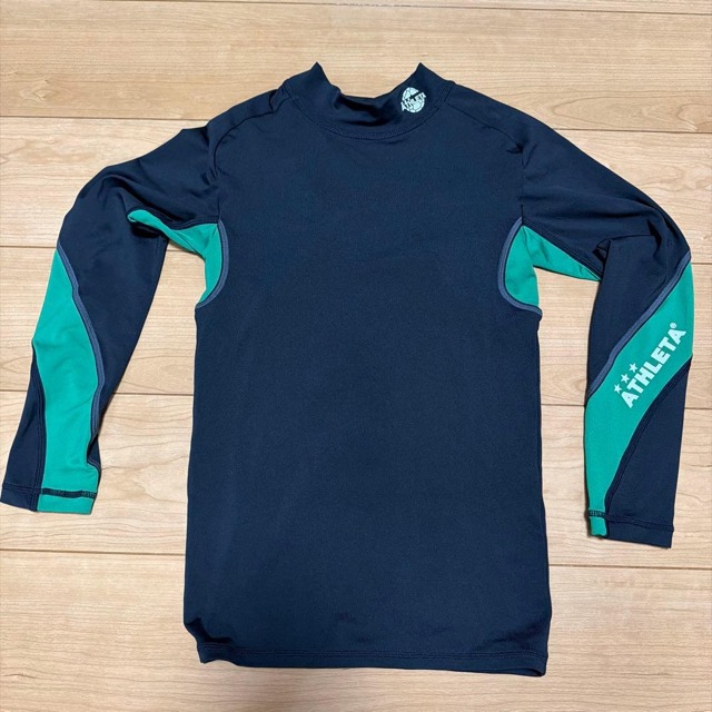 ATHLETA サッカー ユニフォーム 上下 インナー フルセット 黒/緑 L (6/8)