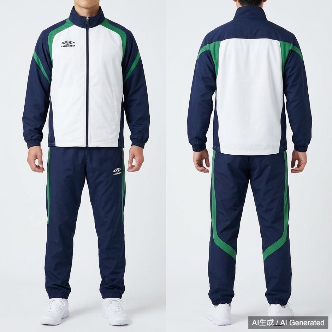 UMBRO サッカー ジャージ 上下 ネイビー ホワイト グリーン 上M 下O (1/9)