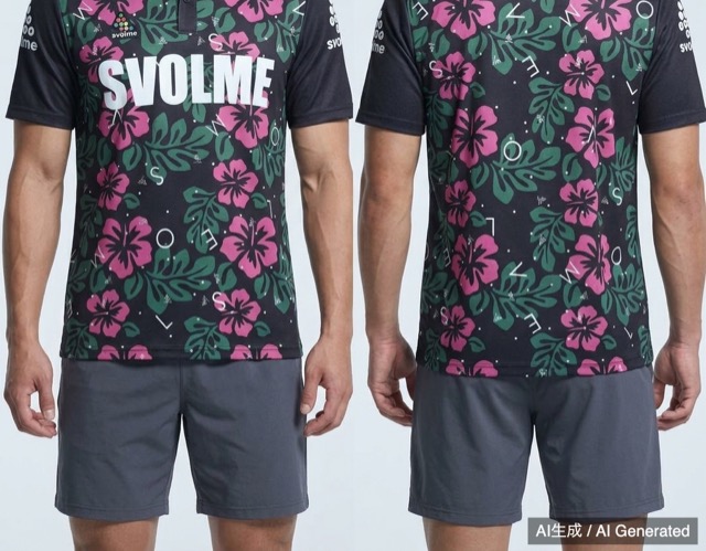 SVOLME 花柄シャツ Sサイズ 黒/ピンク