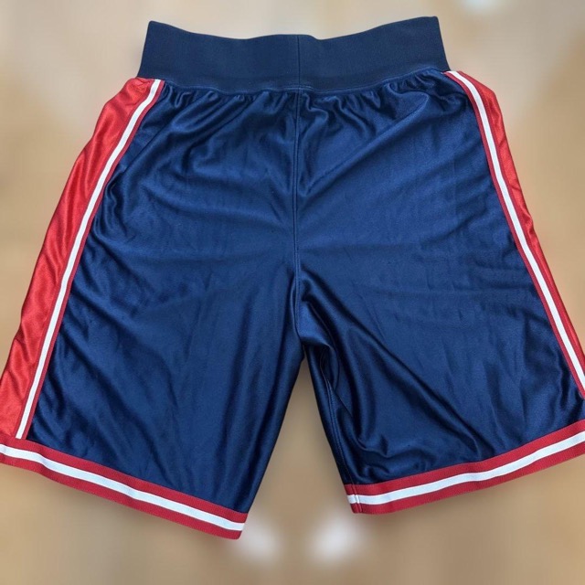 メンズ asics バスケットボールパンツ ネイビー/レッド 光沢 (2/5)