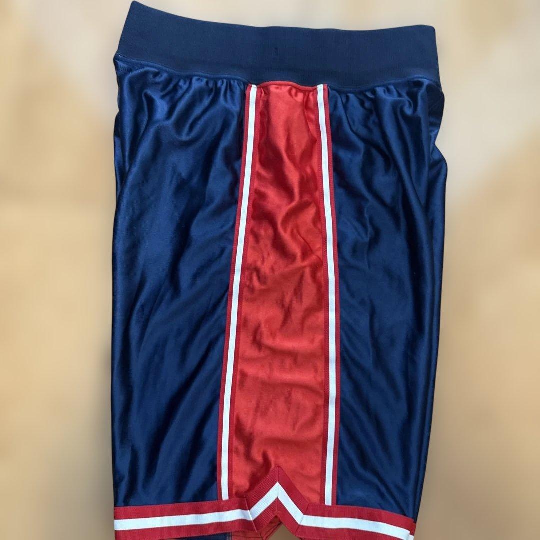メンズ asics バスケットボールパンツ ネイビー/レッド 光沢 (5/5)