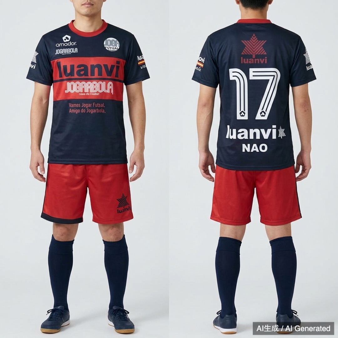 luanvi フットサルウェア 上下セット ネイビー/レッド 17番 M (1/7)