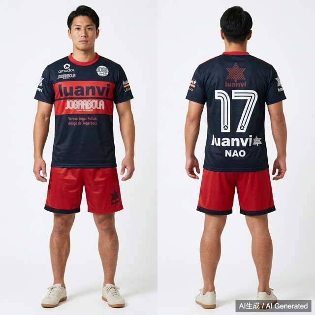 luanvi フットサルウェア 上下セット ネイビー/レッド 17番 M