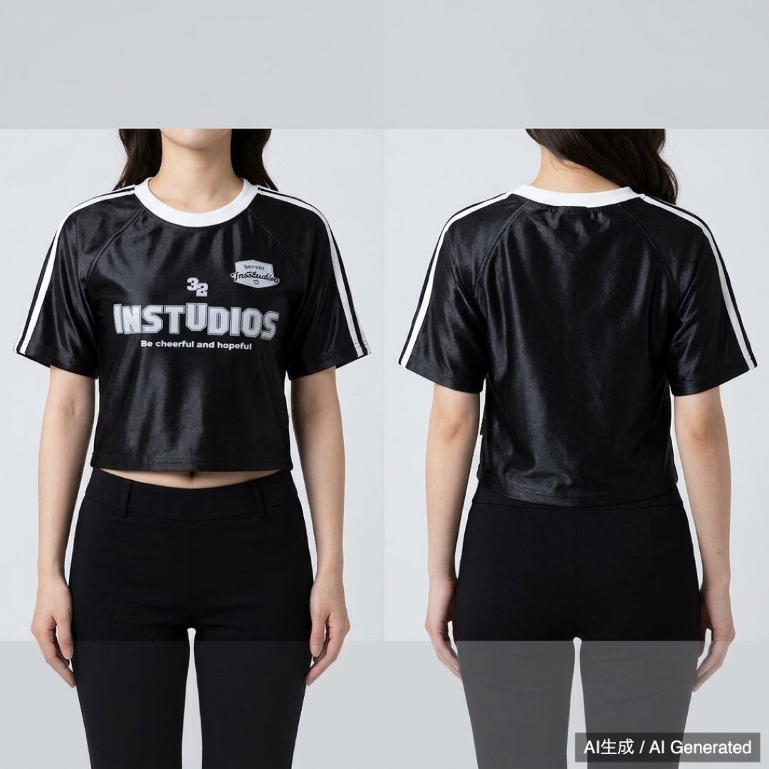 INS STUDIOS ブラック Tシャツ レディースSサイズ チビT (1/6)