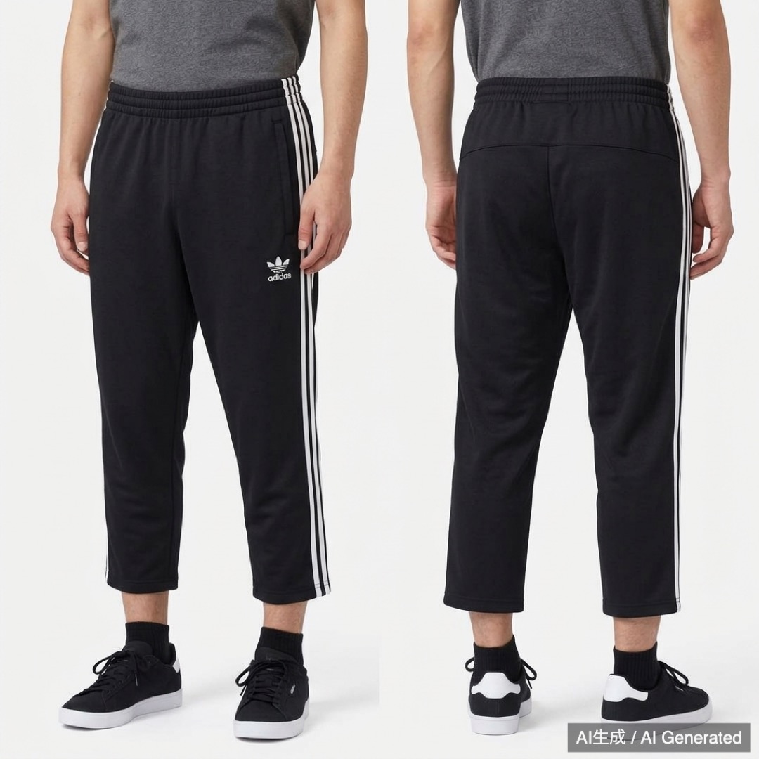 adidas 七分丈 ブラックジャージパンツ M (1/5)