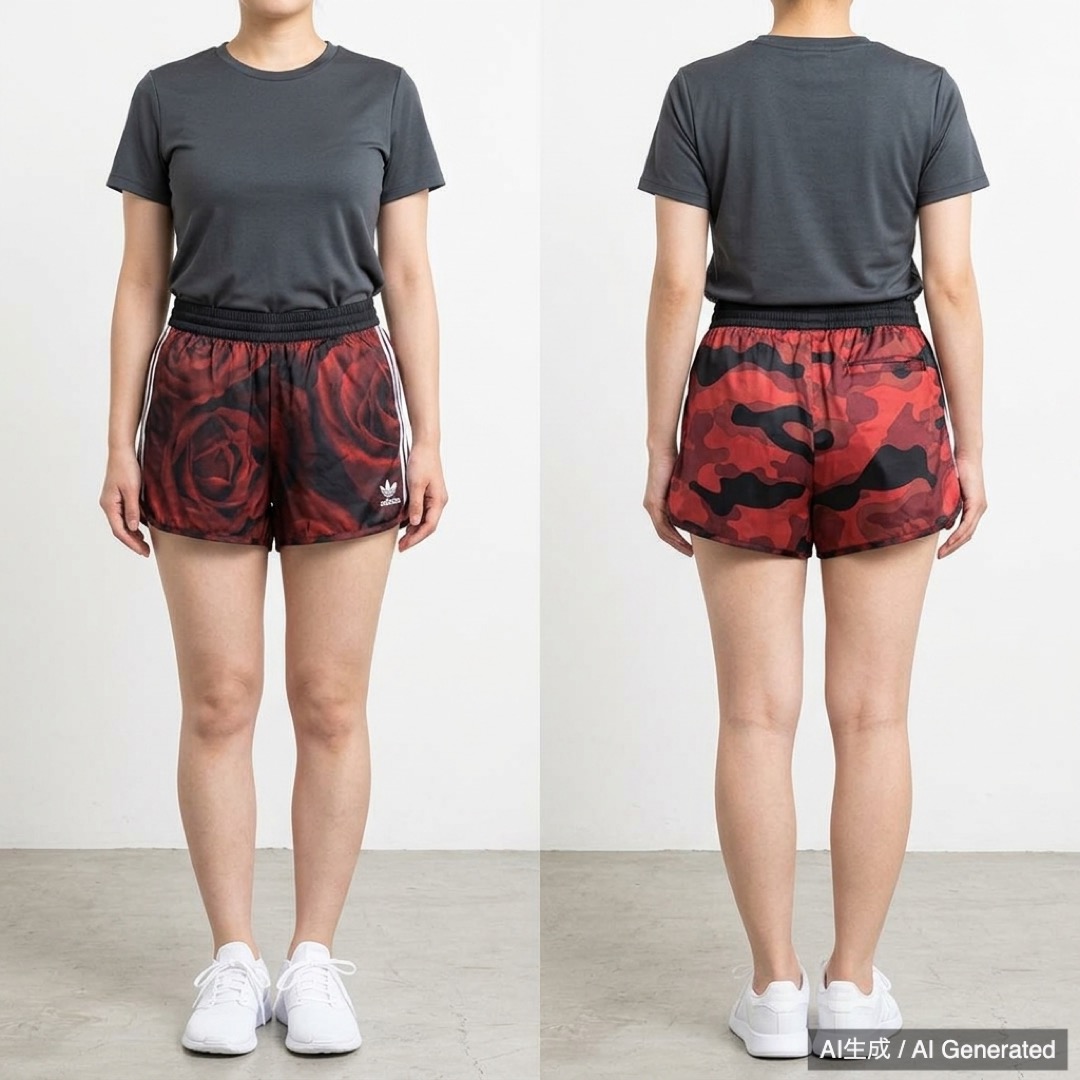 adidas レディース バラ迷彩 ショートパンツ L (1/4)