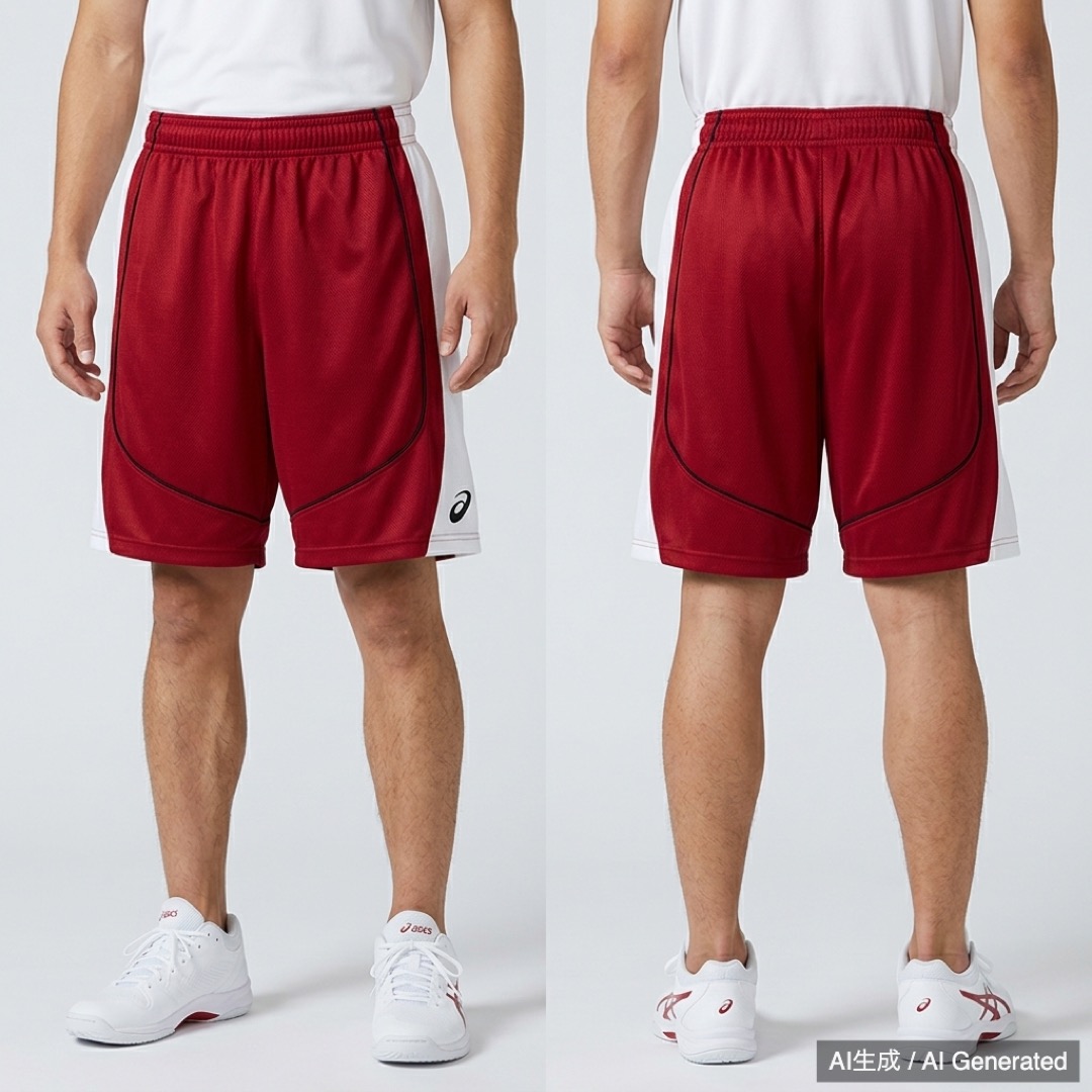 asics バスケットボールパンツ Mサイズ 赤 (1/4)