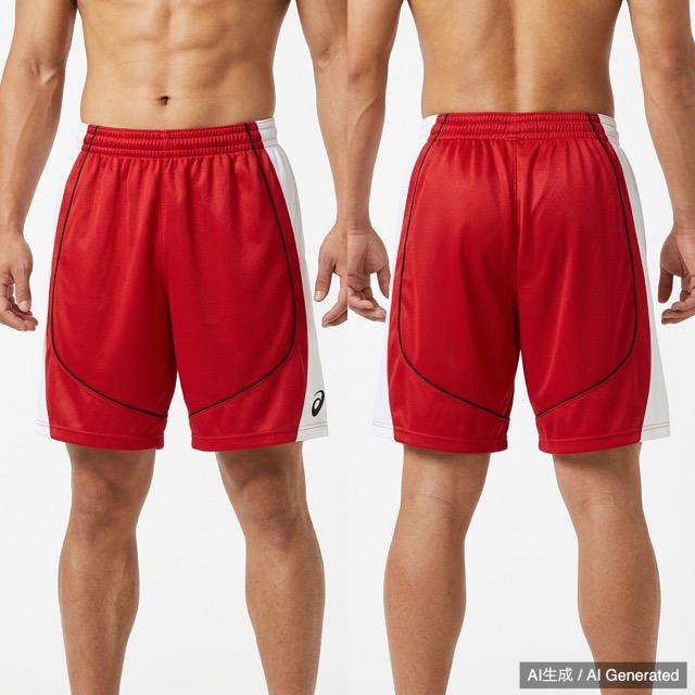 asics バスケットボールパンツ Mサイズ 赤