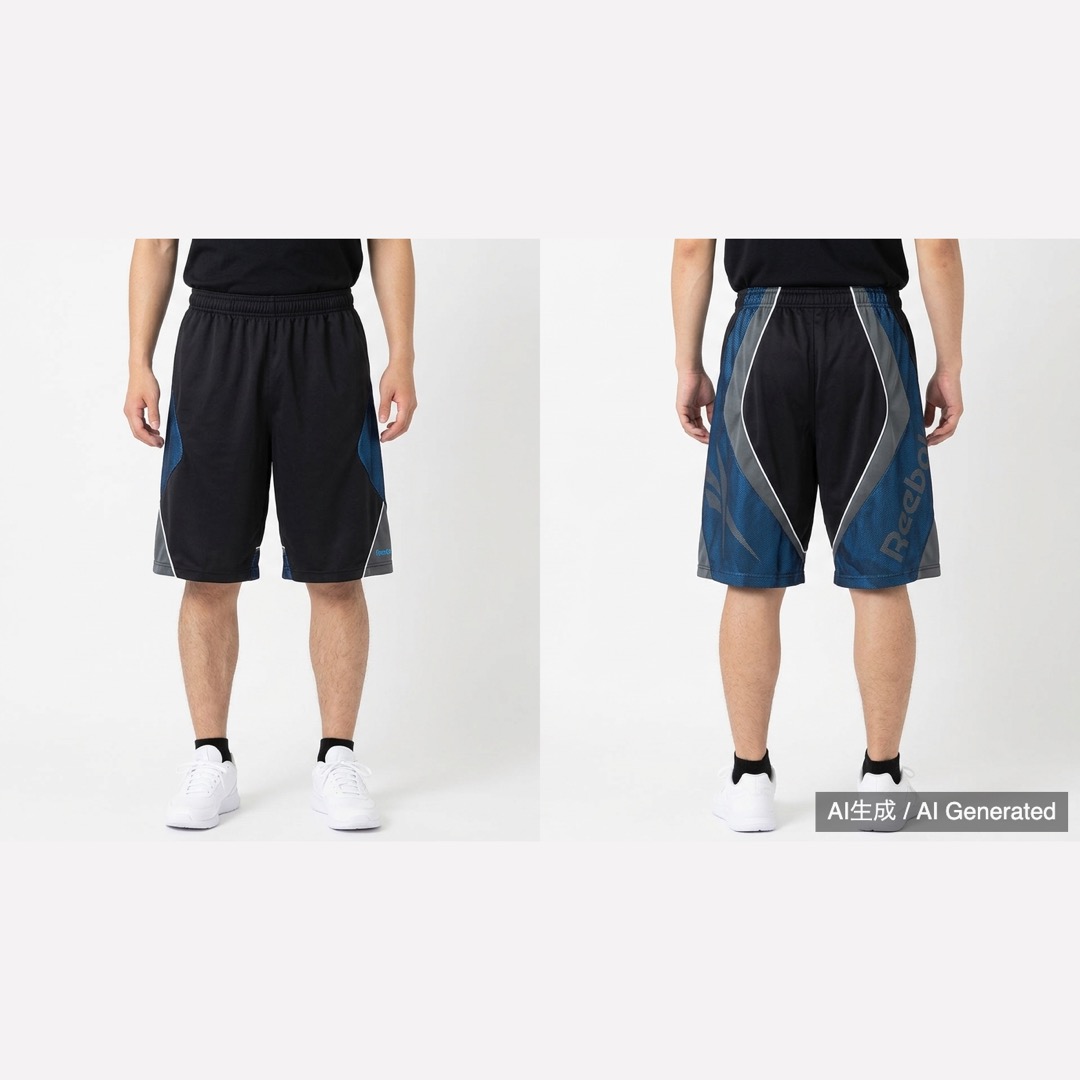 Reebok バスケットボールパンツ 黒/青 (1/6)
