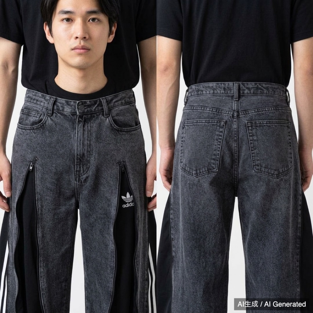 adidas リメイクデニム ジップ切替 トレフォイル (1/4)