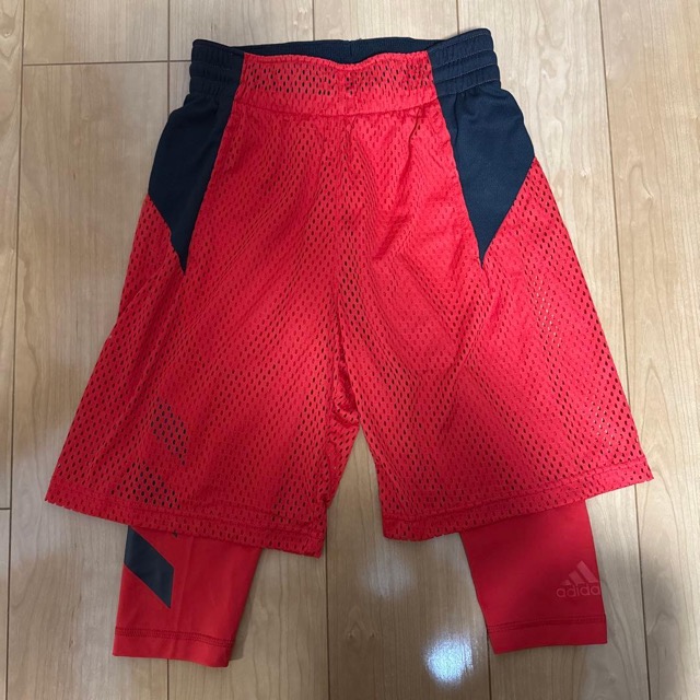 adidas バスケットボールパンツ インナー付き M レッド/ブラック (1/3)
