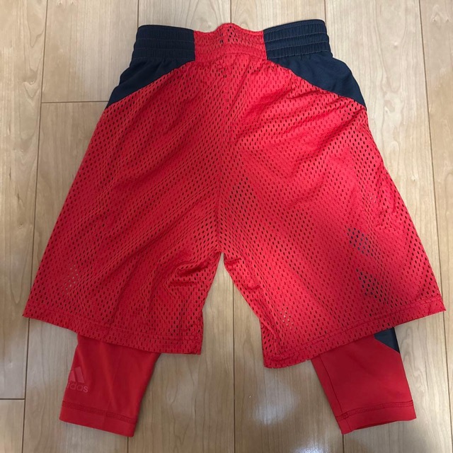adidas バスケットボールパンツ インナー付き M レッド/ブラック (2/3)